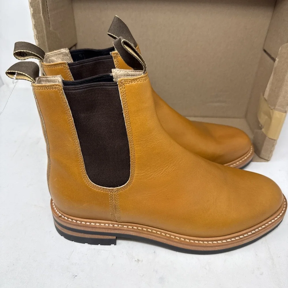 Mens 10 Taylor Stitch Ranch Boot Saddle Tan Brown Leather Chelsea Ankle Vibram